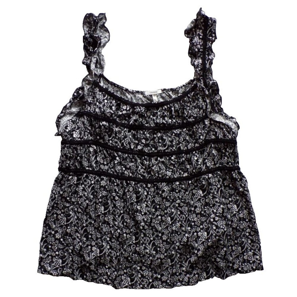 Maurice's Black White Paneled Tank Top with Ruffled Straps - Plus Size 2X NWT!